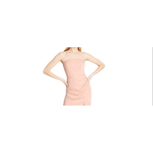 CUSHNIE Women's Strapless Side-Slit Modest Dress i n Blush Pink Size 2 D512AFA - Picture 3 of 5